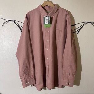 L.L. Bean Men's Rose Button-Down Shirt. 78% Cotton, 19% Polyester, 3% Spandex.